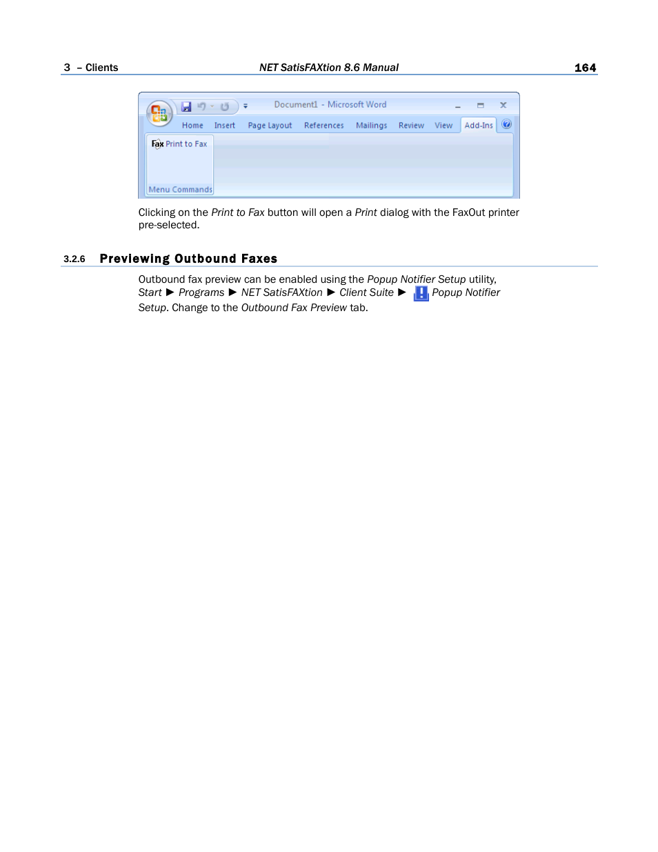 6 previewing outbound faxes | FaxBack NET SatisFAXtion 8.6 - Manual User Manual | Page 164 / 240