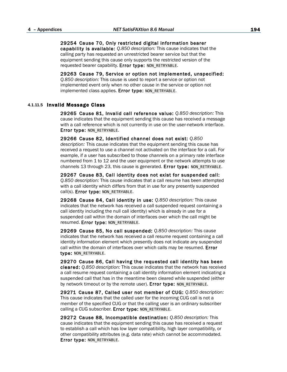 5 invalid message class | FaxBack NET SatisFAXtion 8.6 - Manual User Manual | Page 194 / 240