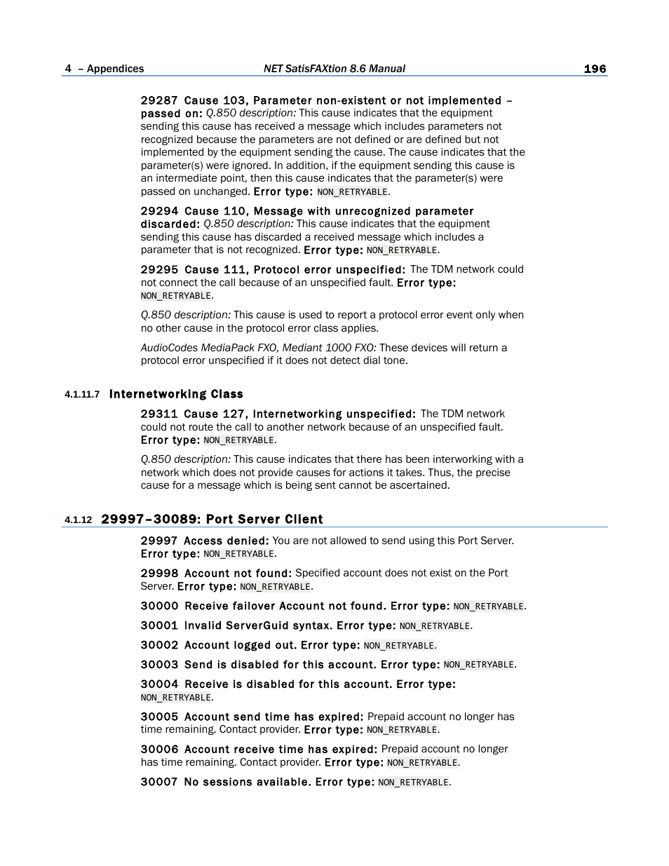 7 internetworking class, 12 29997–30089: port server client | FaxBack NET SatisFAXtion 8.6 - Manual User Manual | Page 196 / 240
