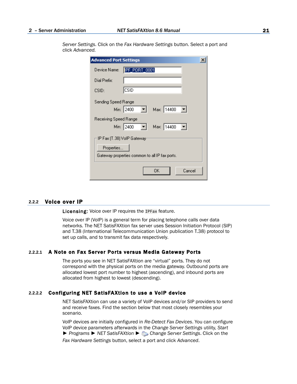 2 voice over ip, 2) voice, Over ip | FaxBack NET SatisFAXtion 8.6 - Manual User Manual | Page 21 / 240