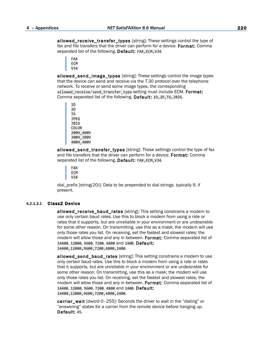 1 class2 device | FaxBack NET SatisFAXtion 8.6 - Manual User Manual | Page 220 / 240