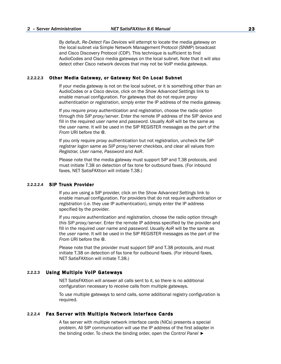 4 sip trunk provider, 3 using multiple voip gateways, 4 fax server with multiple network interface cards | FaxBack NET SatisFAXtion 8.6 - Manual User Manual | Page 23 / 240