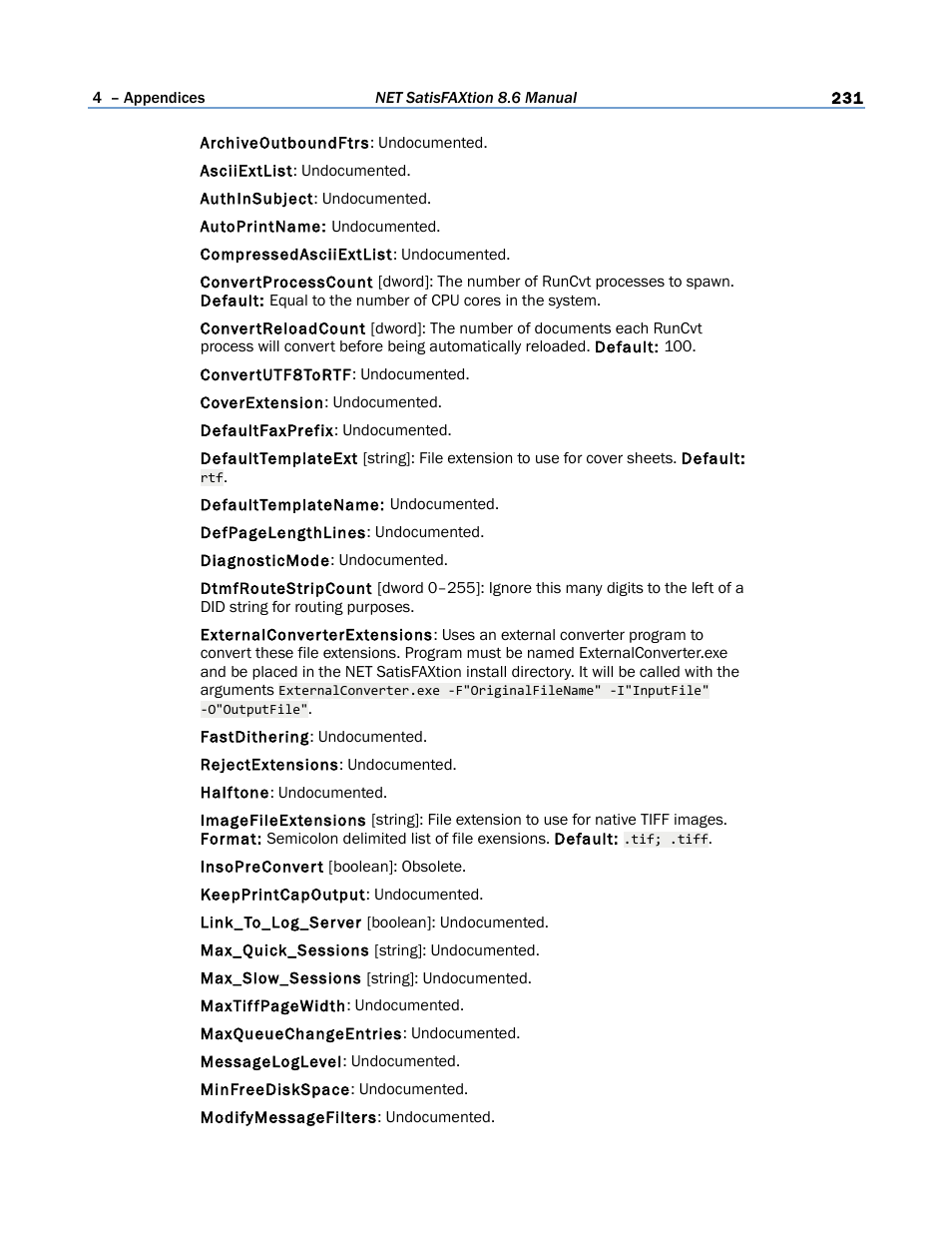 FaxBack NET SatisFAXtion 8.6 - Manual User Manual | Page 231 / 240