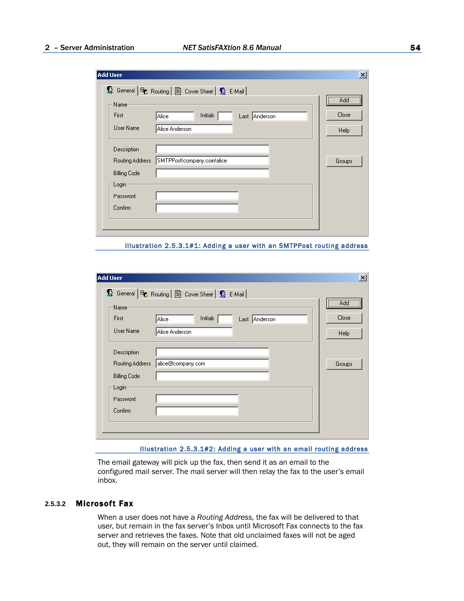 2 microsoft fax | FaxBack NET SatisFAXtion 8.6 - Manual User Manual | Page 54 / 240