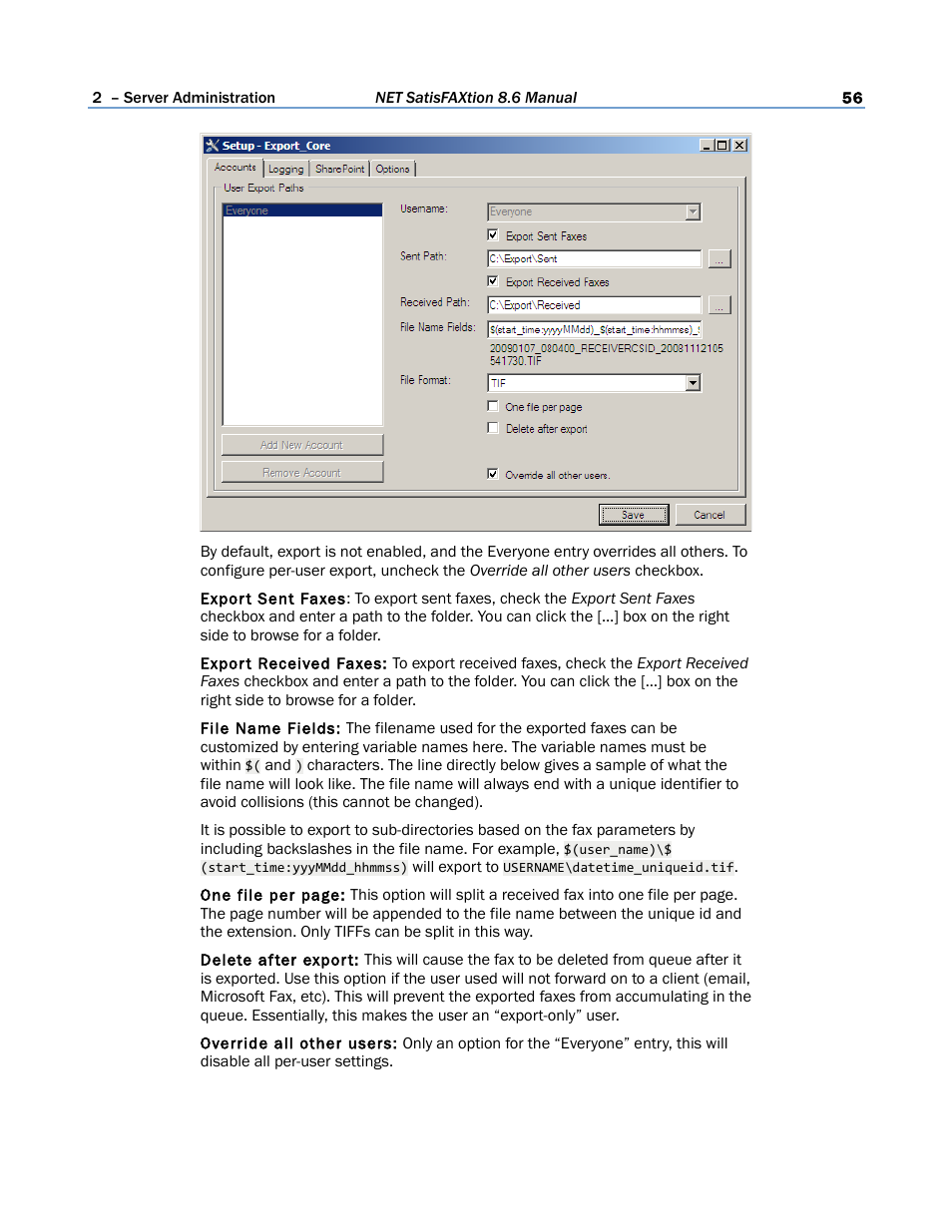 FaxBack NET SatisFAXtion 8.6 - Manual User Manual | Page 56 / 240