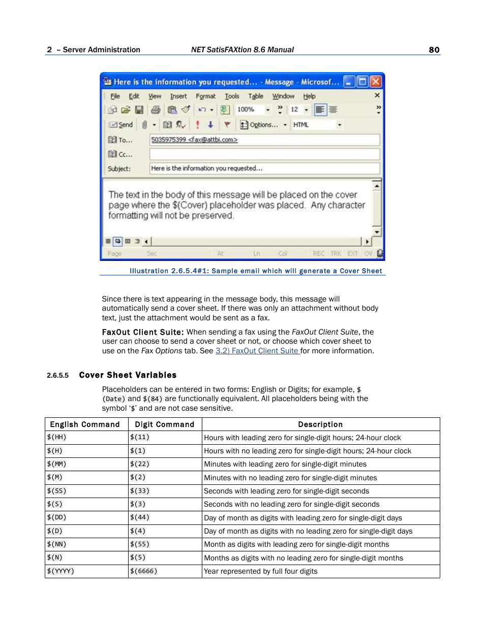 5 cover sheet variables | FaxBack NET SatisFAXtion 8.6 - Manual User Manual | Page 80 / 240