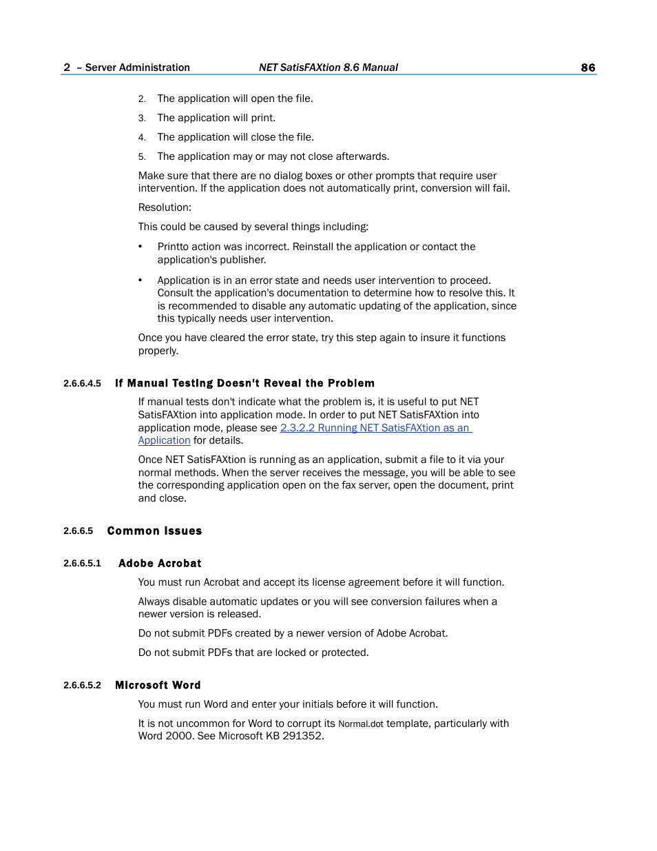 5 if manual testing doesn't reveal the problem, 5 common issues, 1 adobe acrobat | 2 microsoft word | FaxBack NET SatisFAXtion 8.6 - Manual User Manual | Page 86 / 240