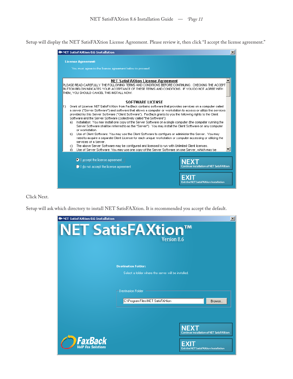 FaxBack NET SatisFAXtion 8.6 - Installation Guide User Manual | Page 11 / 22