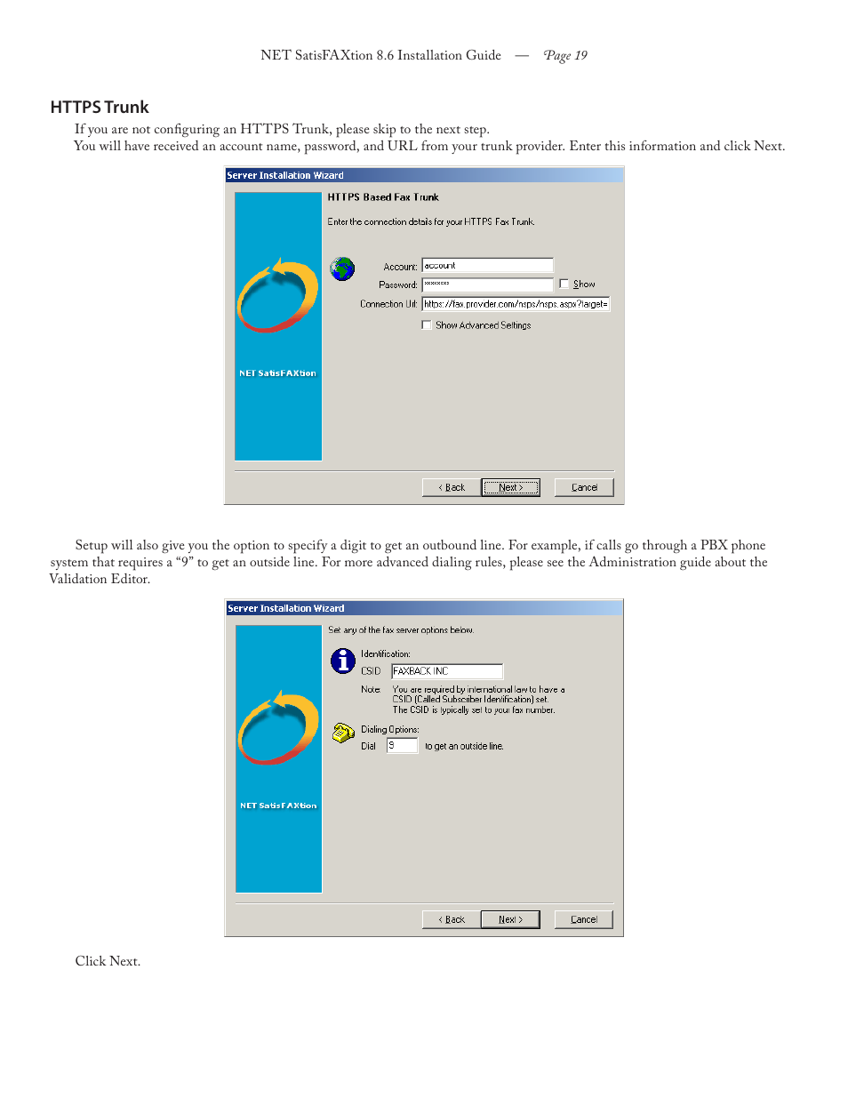 FaxBack NET SatisFAXtion 8.6 - Installation Guide User Manual | Page 19 / 22