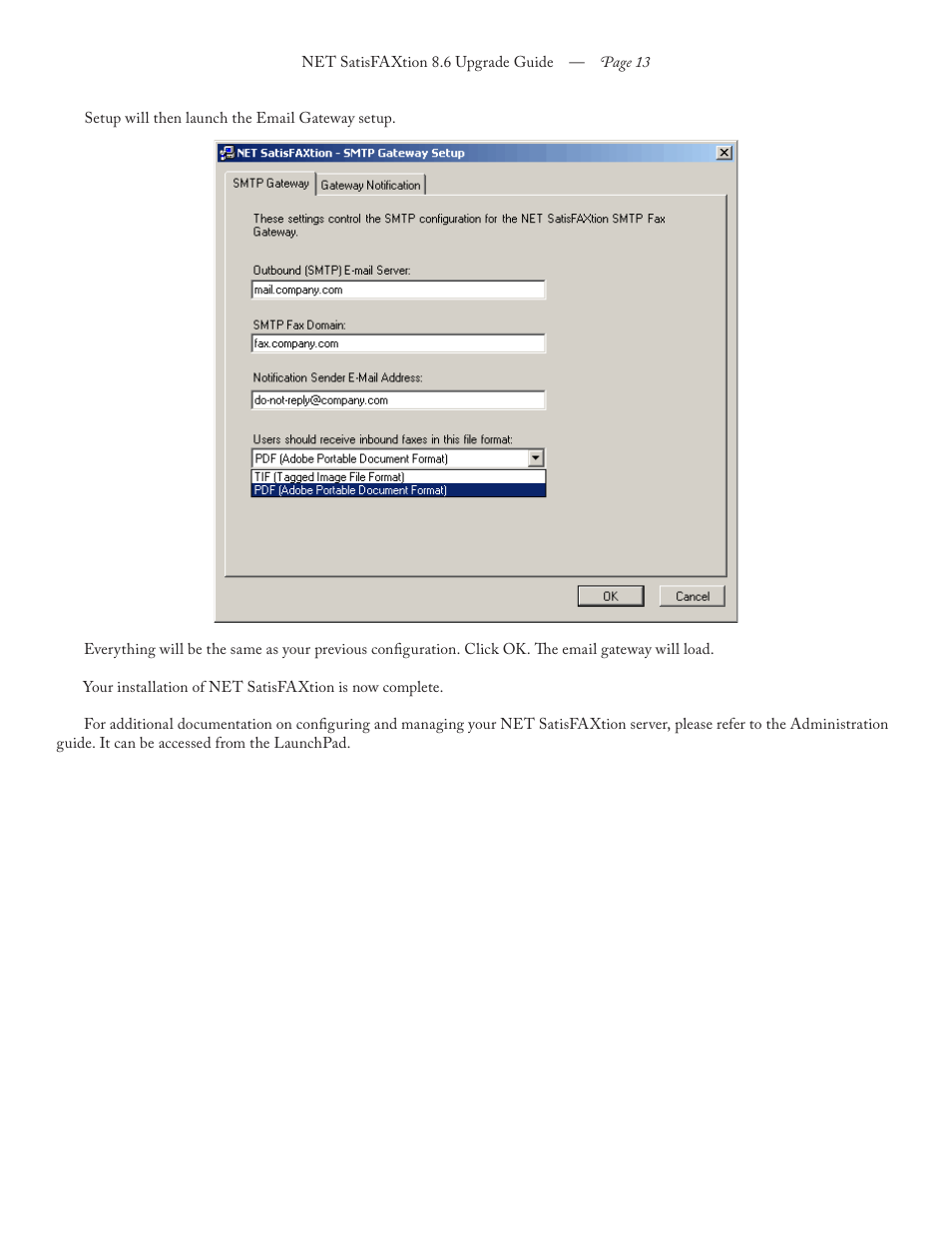 FaxBack NET SatisFAXtion 8.6 - Upgrade Guide User Manual | Page 13 / 13