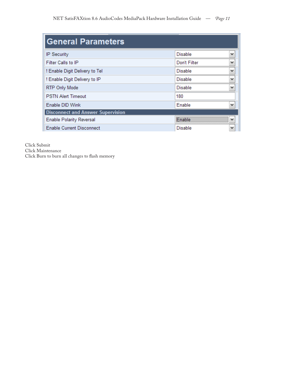 FaxBack NET SatisFAXtion 8.6 - AudioCodes MediaPack Hardware Installation Guide User Manual | Page 11 / 11