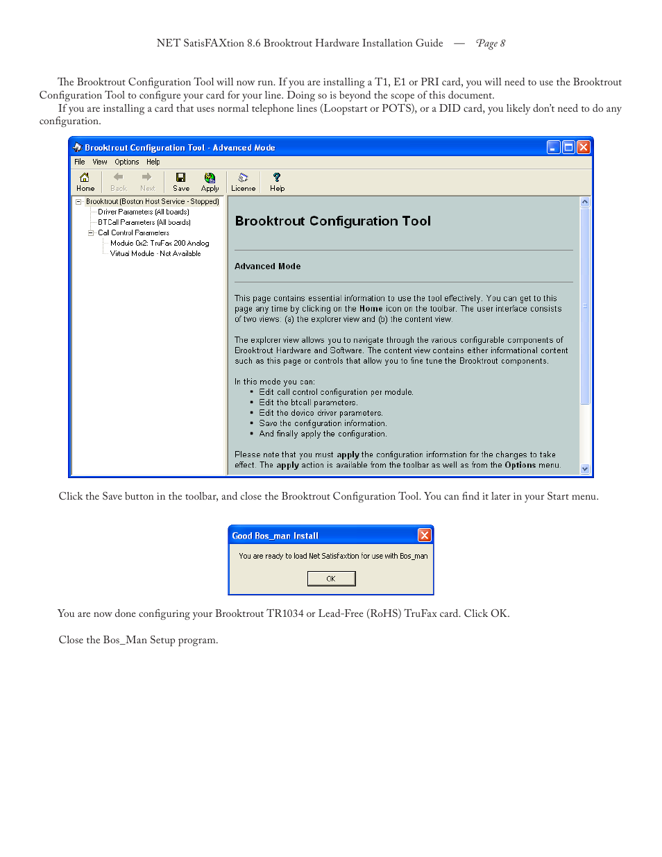 FaxBack NET SatisFAXtion 8.6 - Brooktrout Hardware Installation Guide User Manual | Page 8 / 10