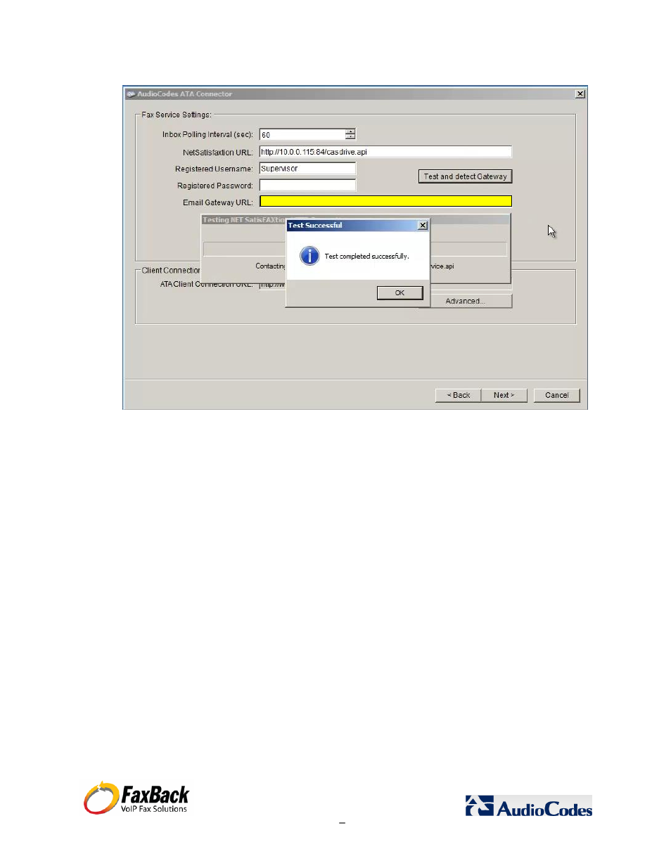 FaxBack AudioCodes Fax Connector for NET SatisFAXtion SBE / EE - Installation Guide User Manual | Page 10 / 29