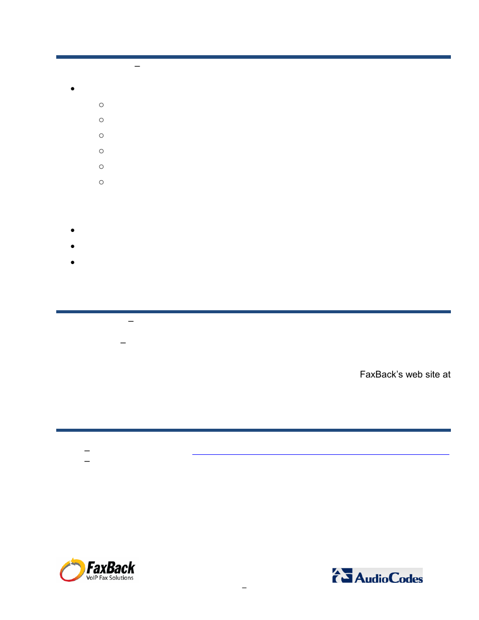 FaxBack AudioCodes Fax Connector for NET SatisFAXtion SBE / EE - Installation Guide User Manual | Page 2 / 29