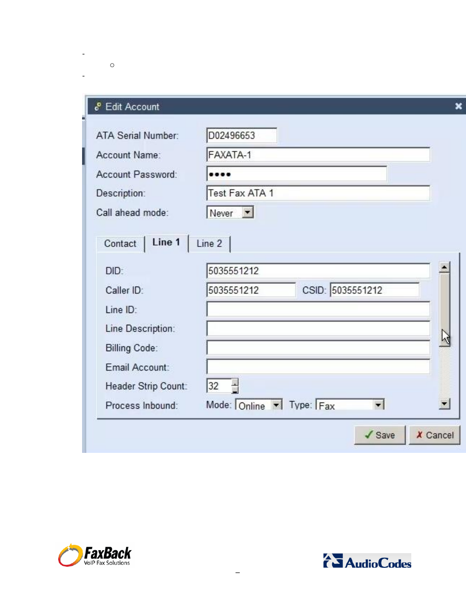 FaxBack AudioCodes Fax Connector for NET SatisFAXtion SBE / EE - Installation Guide User Manual | Page 20 / 29