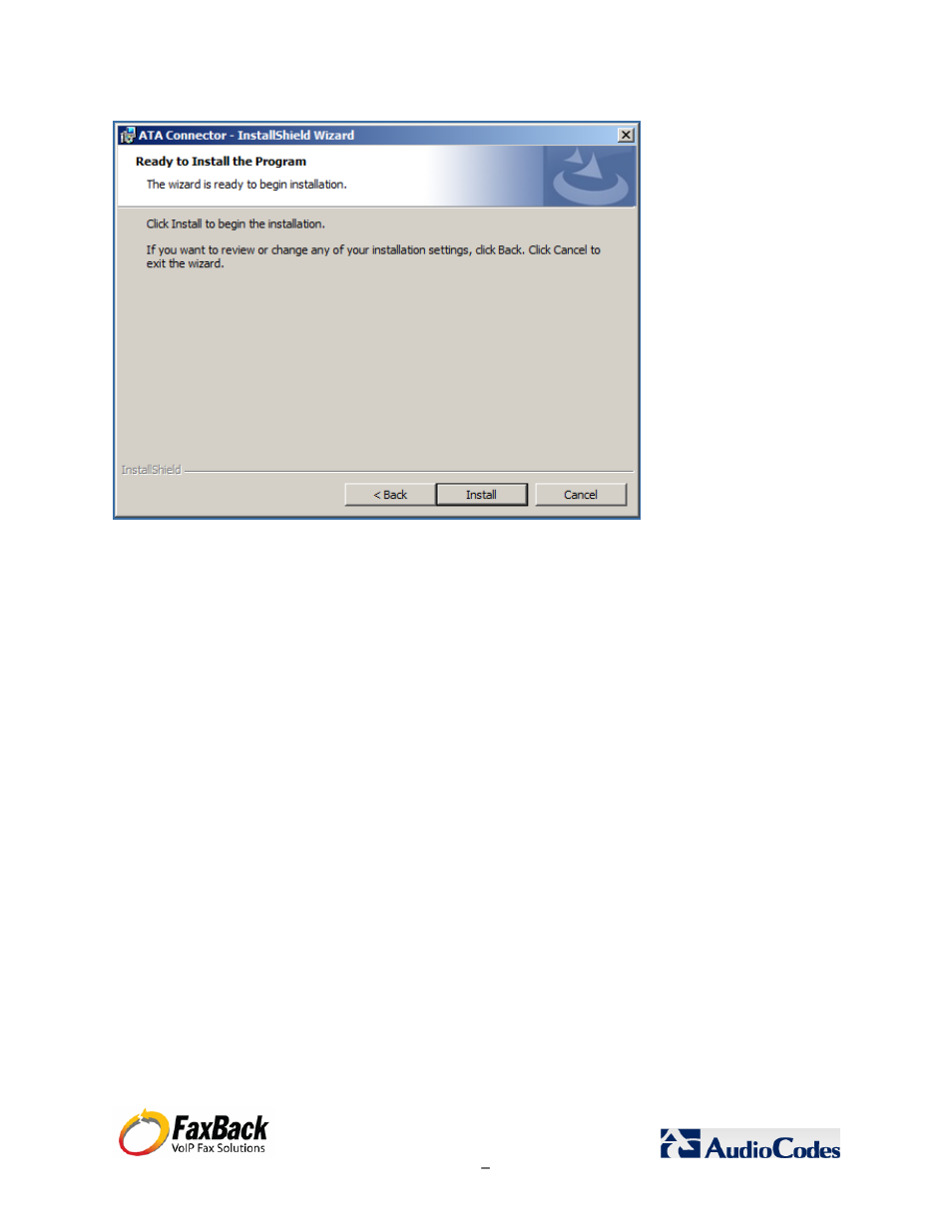 FaxBack AudioCodes Fax Connector for NET SatisFAXtion SBE / EE - Installation Guide User Manual | Page 6 / 29