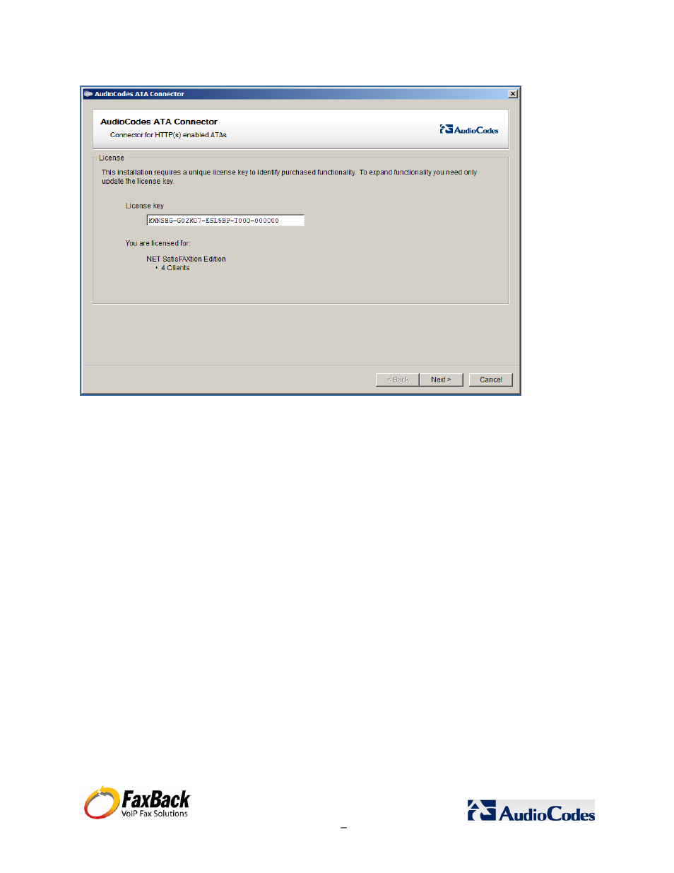 FaxBack AudioCodes Fax Connector for NET SatisFAXtion SBE / EE - Installation Guide User Manual | Page 7 / 29