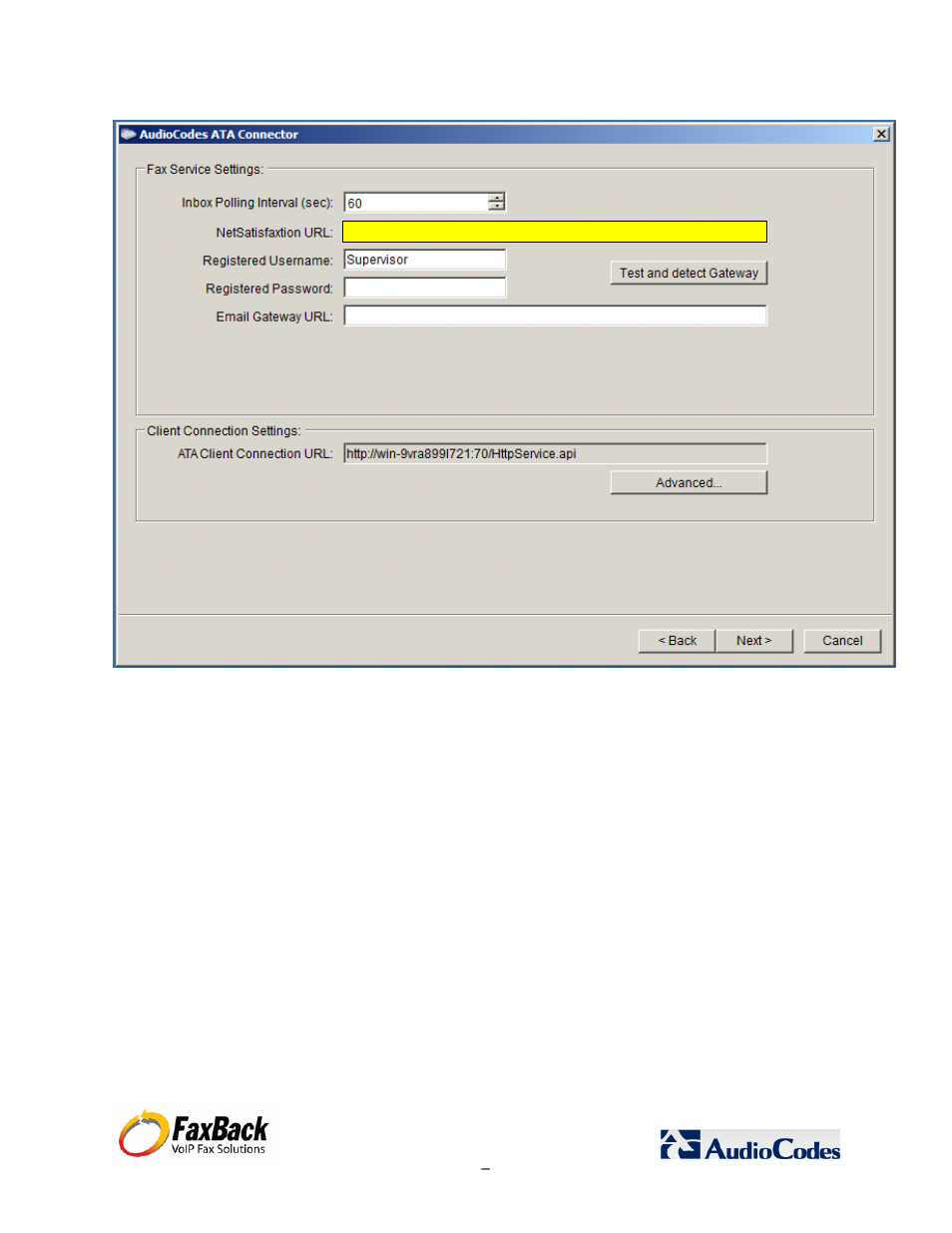 FaxBack AudioCodes Fax Connector for NET SatisFAXtion SBE / EE - Installation Guide User Manual | Page 8 / 29