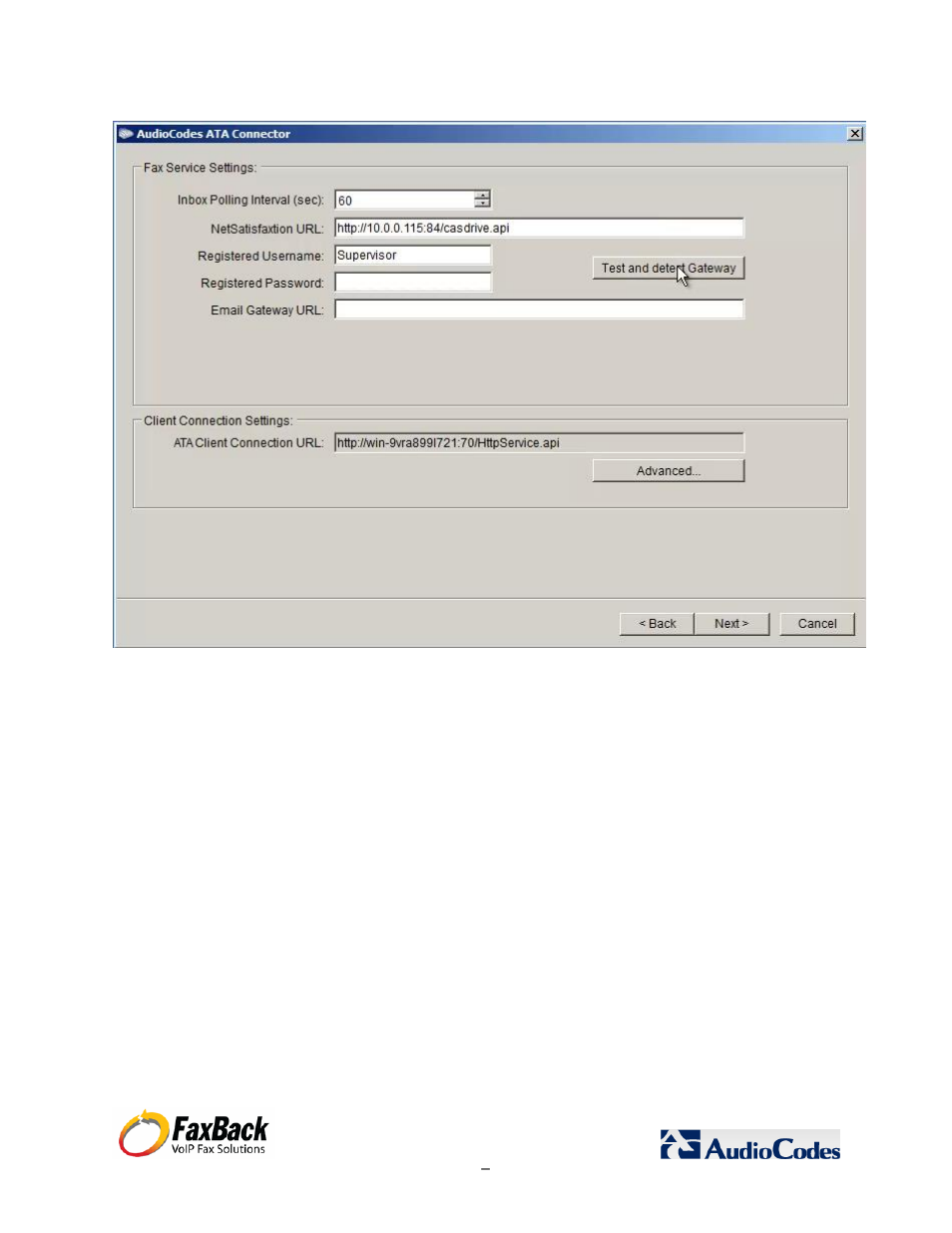 FaxBack AudioCodes Fax Connector for NET SatisFAXtion SBE / EE - Installation Guide User Manual | Page 9 / 29