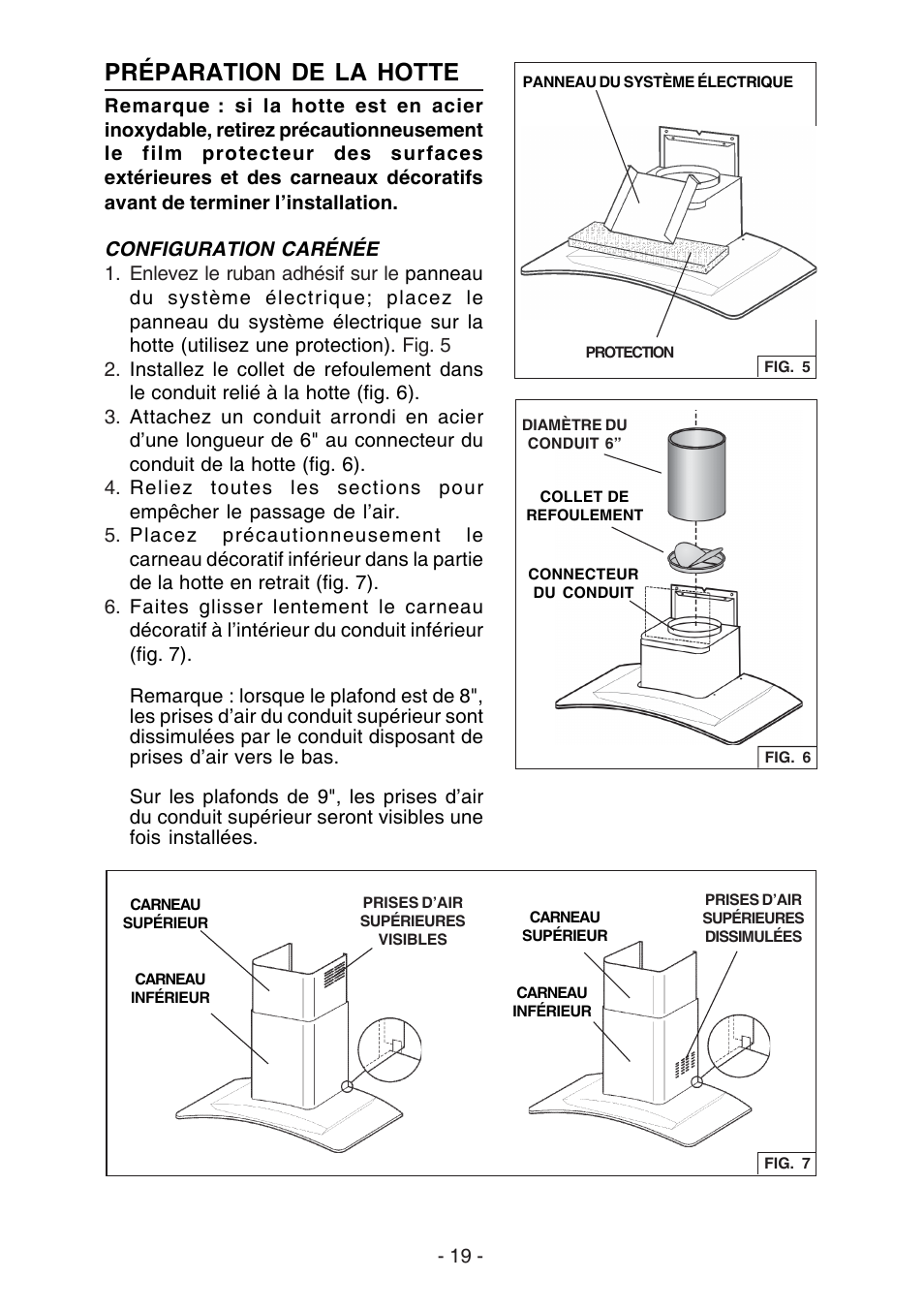 Préparation de la hotte | Broan BEST K7388 User Manual | Page 19 / 40