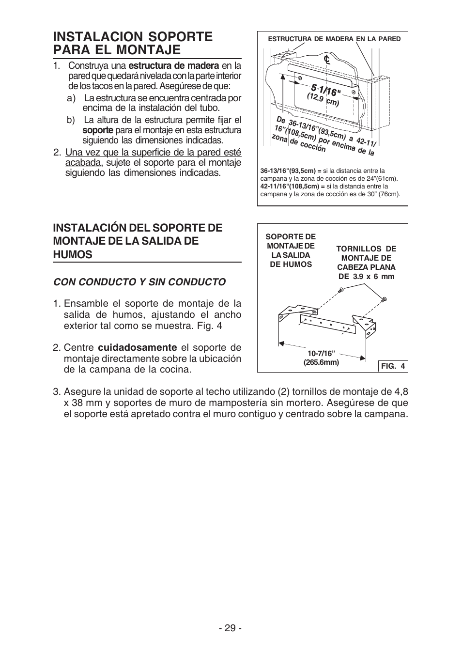 Instalacion soporte para el montaje | Broan BEST K7388 User Manual | Page 29 / 40