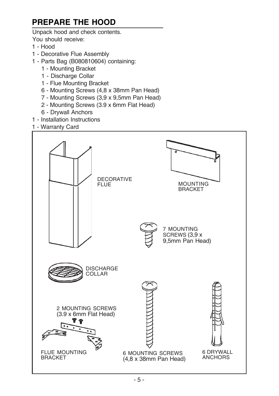 Prepare the hood | Broan BEST K7388 User Manual | Page 5 / 40