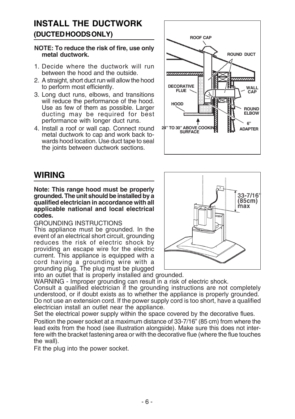 Install the ductwork, Wiring | Broan BEST K7388 User Manual | Page 6 / 40