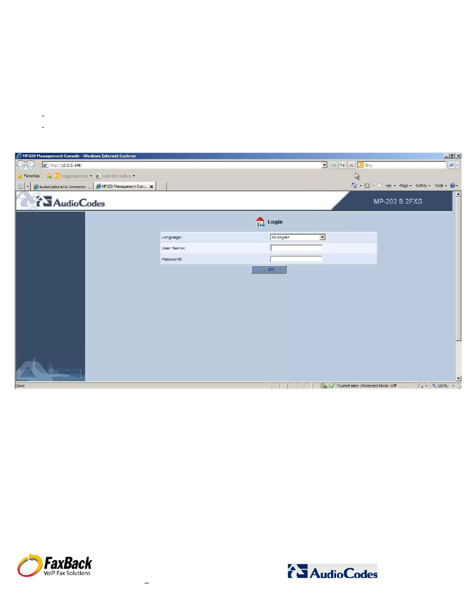 FaxBack AudioCodes Fax Connector for NET SatisFAXtion SBE / EE - Basic Fax ATA Configuration Guide User Manual | Page 11 / 17