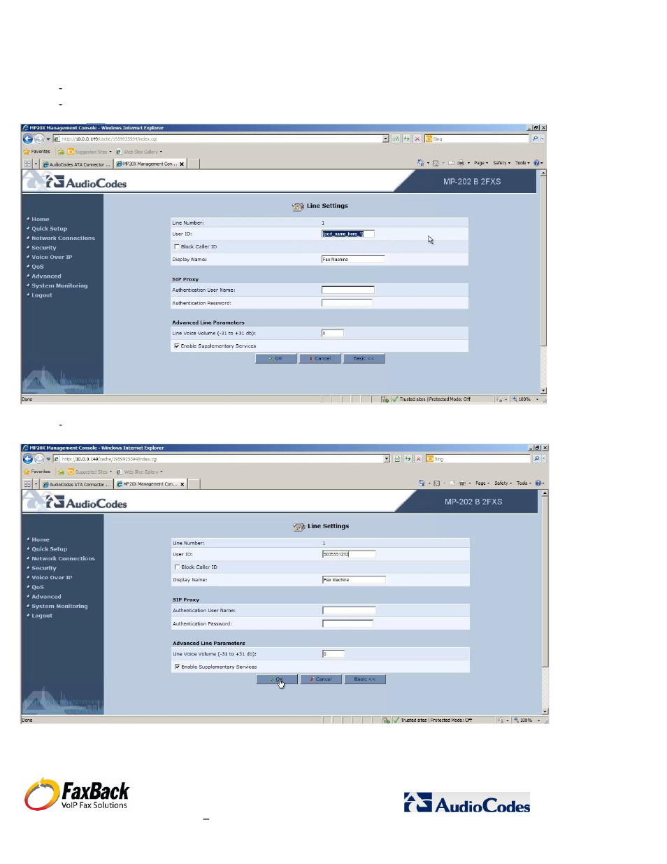 FaxBack AudioCodes Fax Connector for NET SatisFAXtion SBE / EE - Basic Fax ATA Configuration Guide User Manual | Page 13 / 17