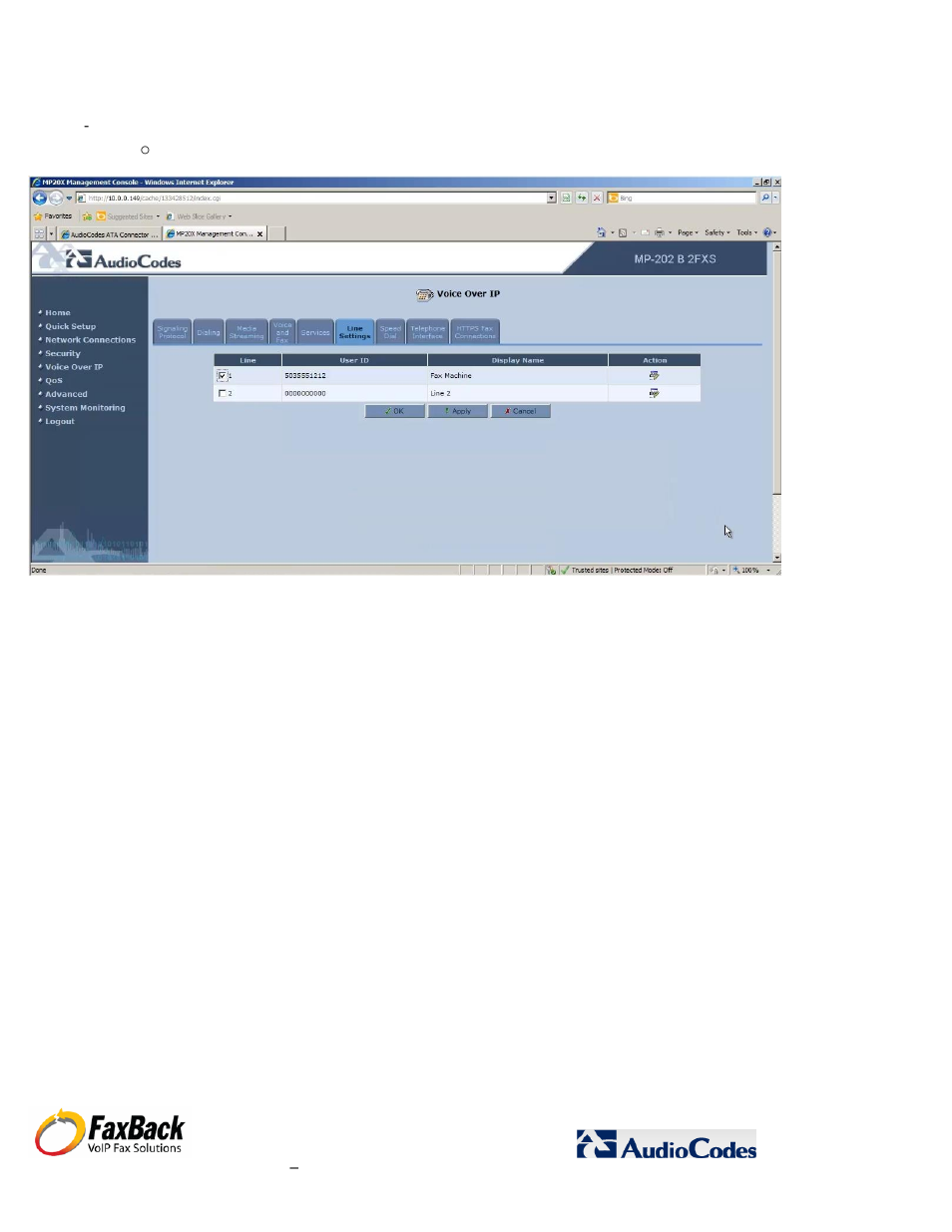 FaxBack AudioCodes Fax Connector for NET SatisFAXtion SBE / EE - Basic Fax ATA Configuration Guide User Manual | Page 14 / 17