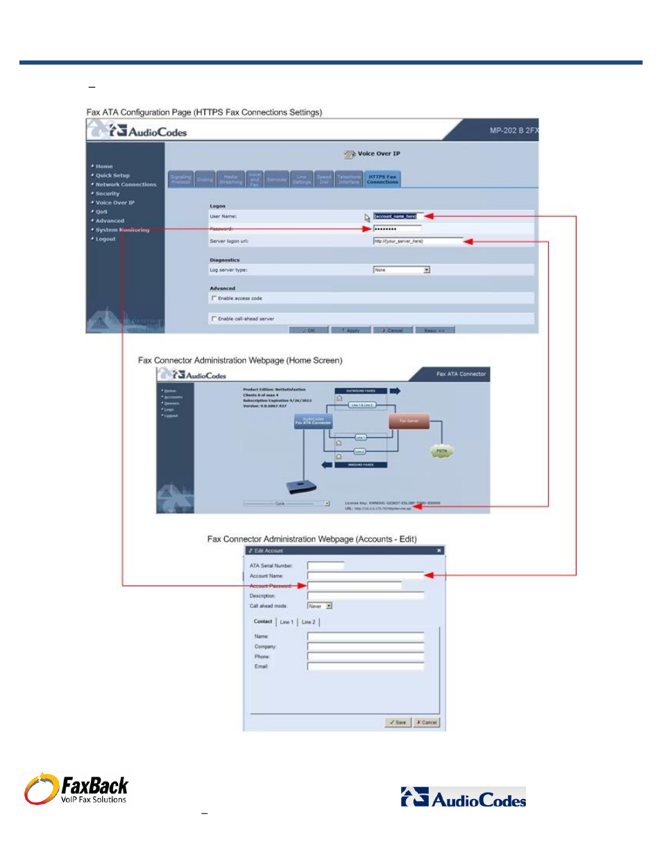 FaxBack AudioCodes Fax Connector for NET SatisFAXtion SBE / EE - Basic Fax ATA Configuration Guide User Manual | Page 16 / 17