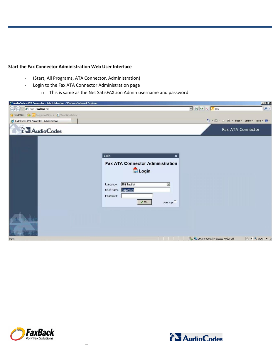 FaxBack AudioCodes Fax Connector for NET SatisFAXtion SBE / EE - Basic Fax ATA Configuration Guide User Manual | Page 4 / 17