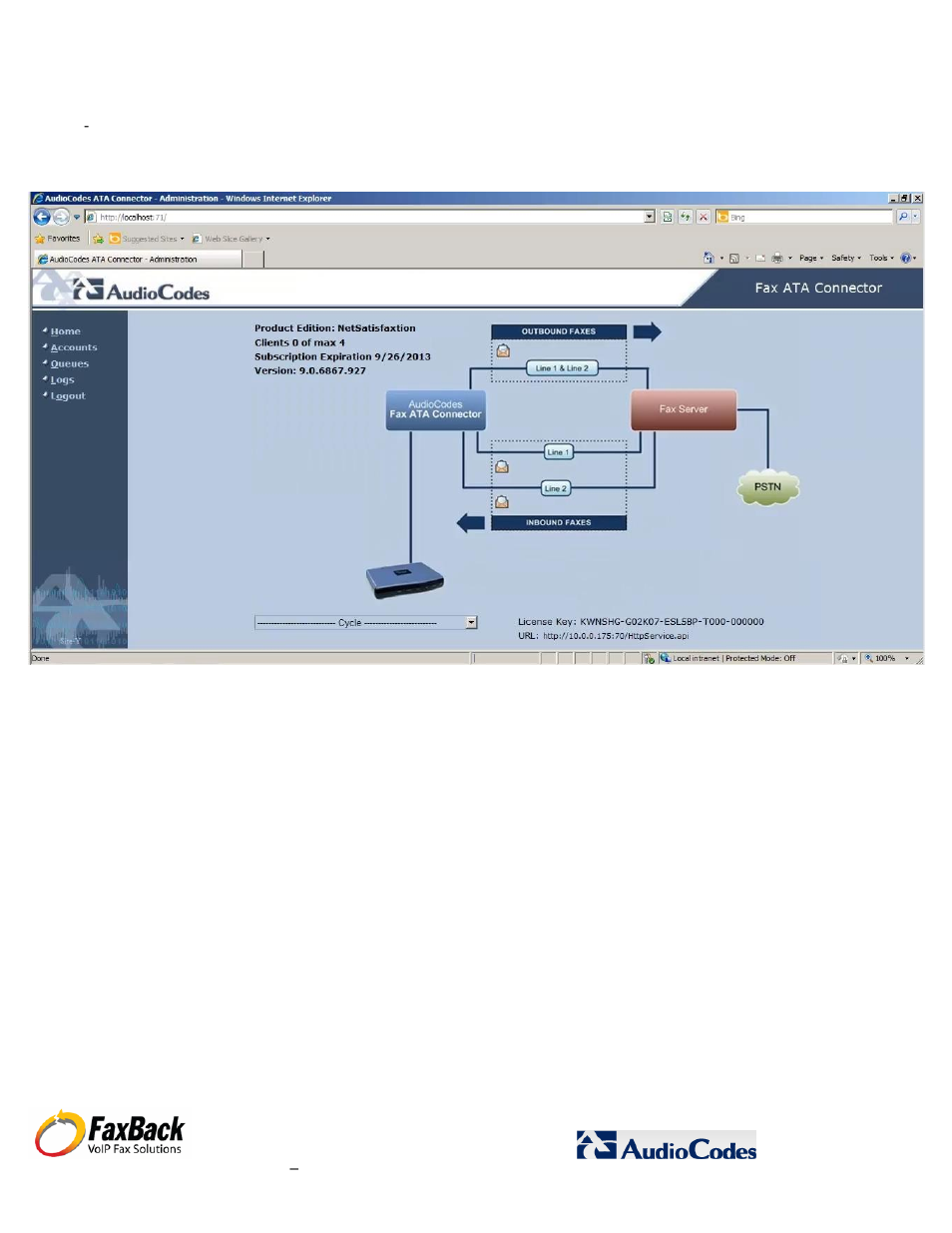 FaxBack AudioCodes Fax Connector for NET SatisFAXtion SBE / EE - Basic Fax ATA Configuration Guide User Manual | Page 5 / 17