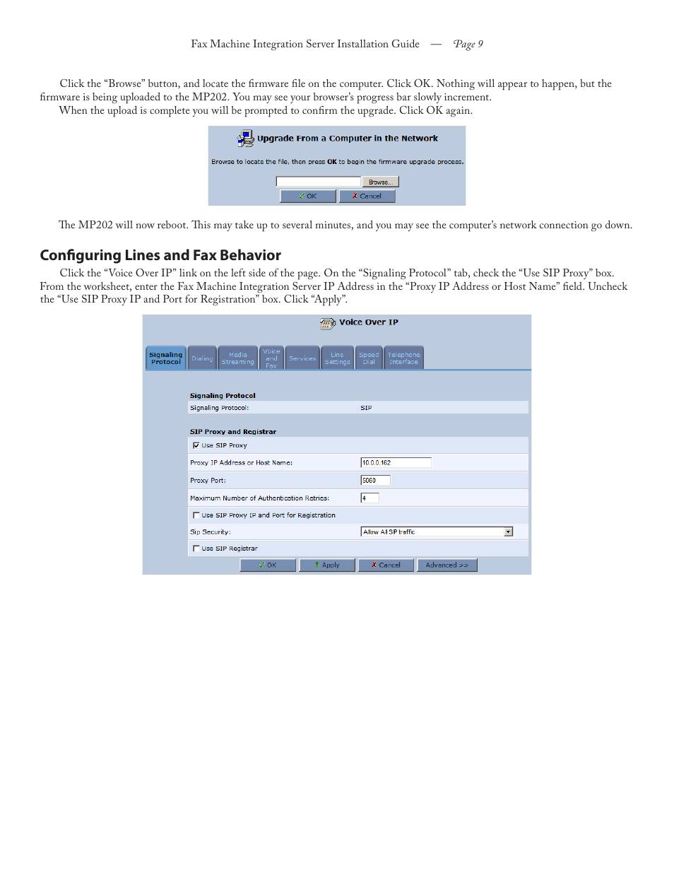 Configuring lines and fax behavior | FaxBack Fax Machine Integration Server - AudioCodes MP202 User Manual | Page 9 / 14