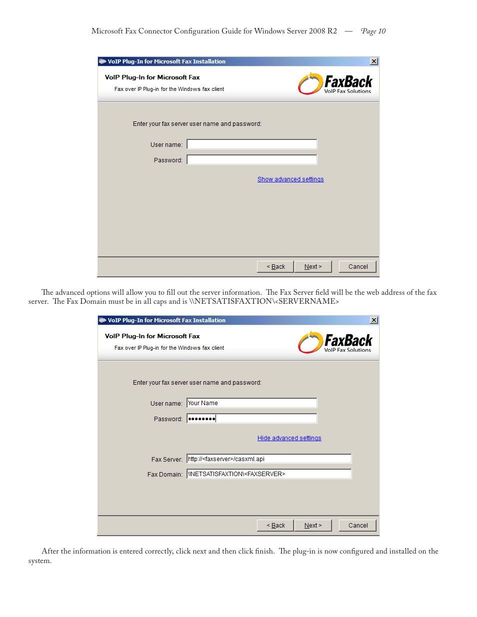 FaxBack Connector for Microsoft Fax - Configuration Guide For Windows Server 2008 R2 User Manual | Page 10 / 11