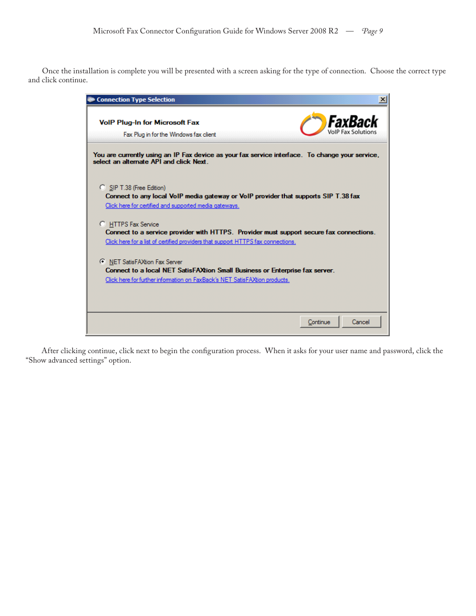 FaxBack Connector for Microsoft Fax - Configuration Guide For Windows Server 2008 R2 User Manual | Page 9 / 11