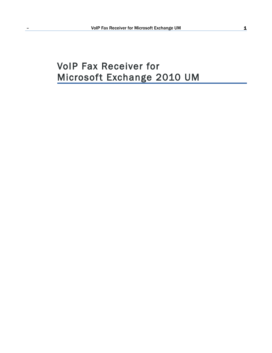 FaxBack VoIP Fax Receiver for Microsoft Exchange 2010 UM User Manual | 8 pages