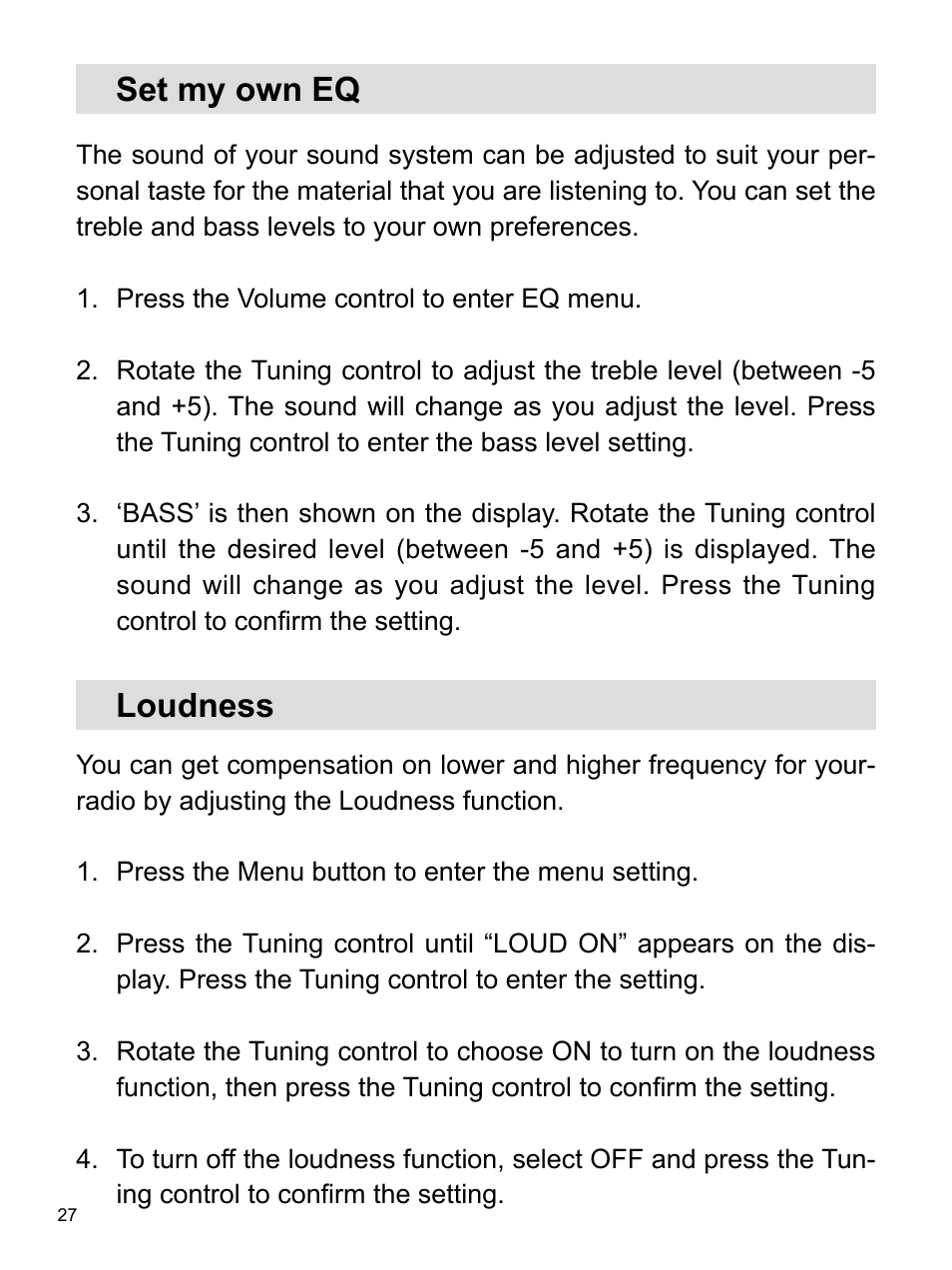 Set my own eq loudness | Sangean U4 (V1) User Manual | Page 28 / 33