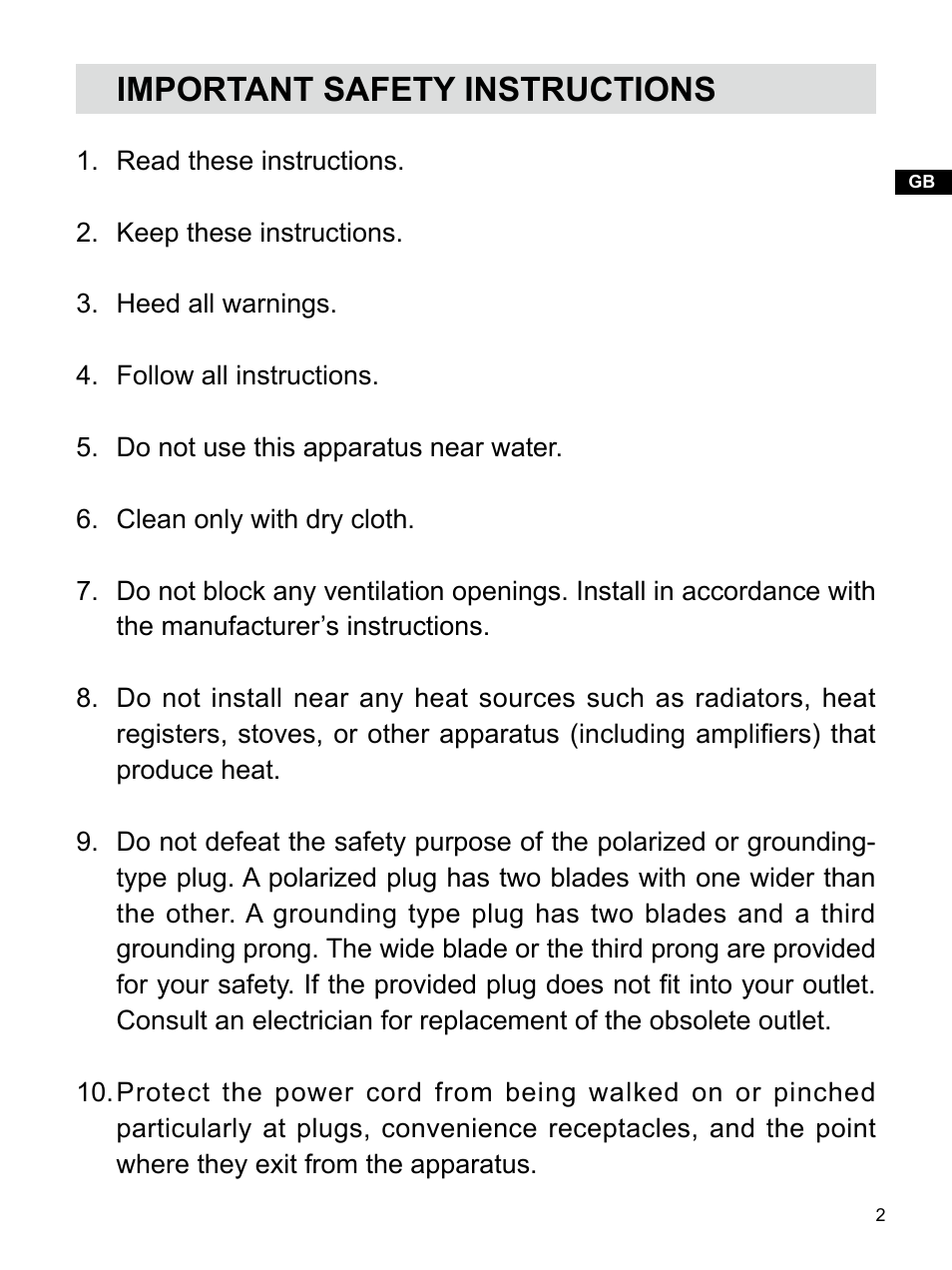 Important safety instructions | Sangean U4 (V1) User Manual | Page 3 / 33