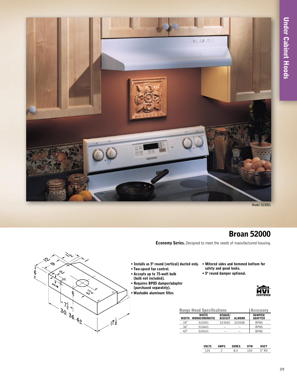 Under cabinet hoods | Broan 61000EX User Manual | Page 39 / 48