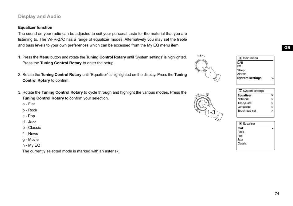 Display and audio | Sangean WFR-27C (R1) User Manual | Page 75 / 87
