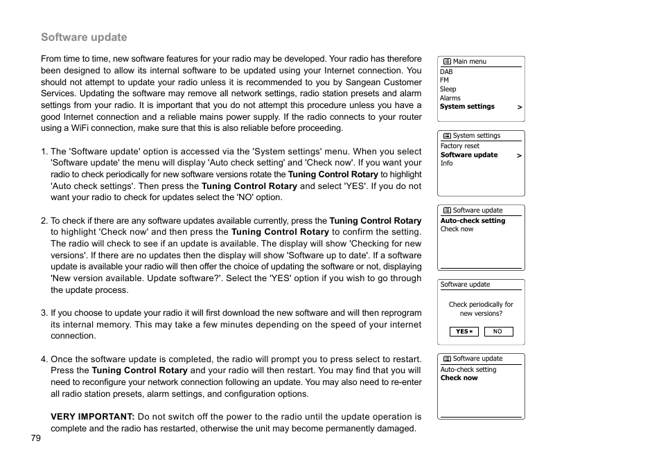 Software update | Sangean WFR-27C (R1) User Manual | Page 80 / 87