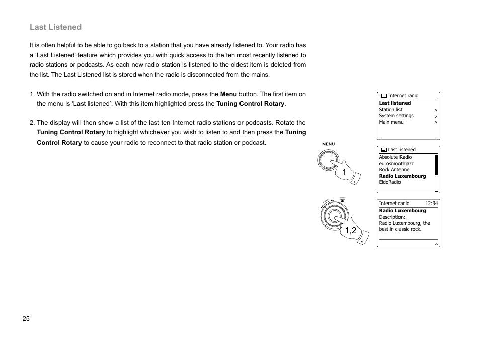 Last listened | Sangean WFR-29C (R1) User Manual | Page 26 / 91