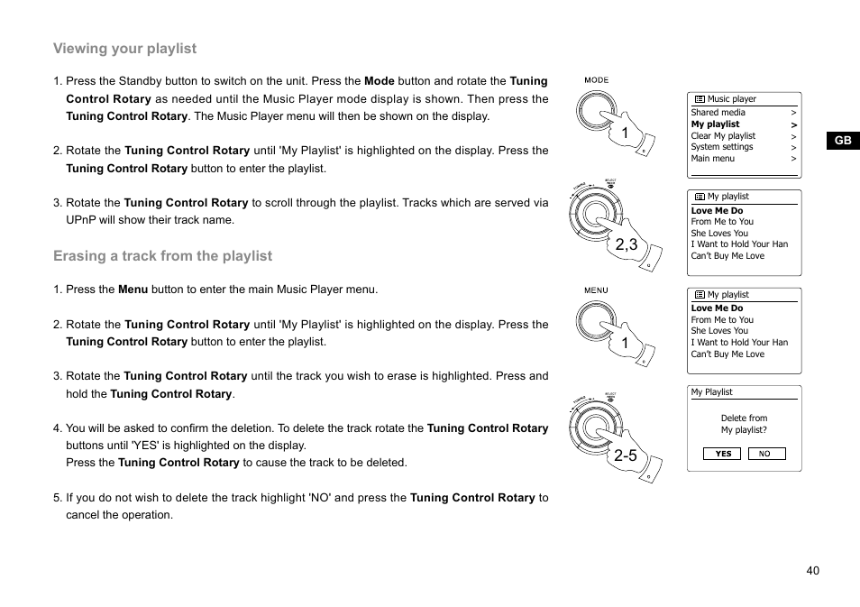 Viewing your playlist, Erasing a track from the playlist | Sangean WFR-29C (R1) User Manual | Page 41 / 91