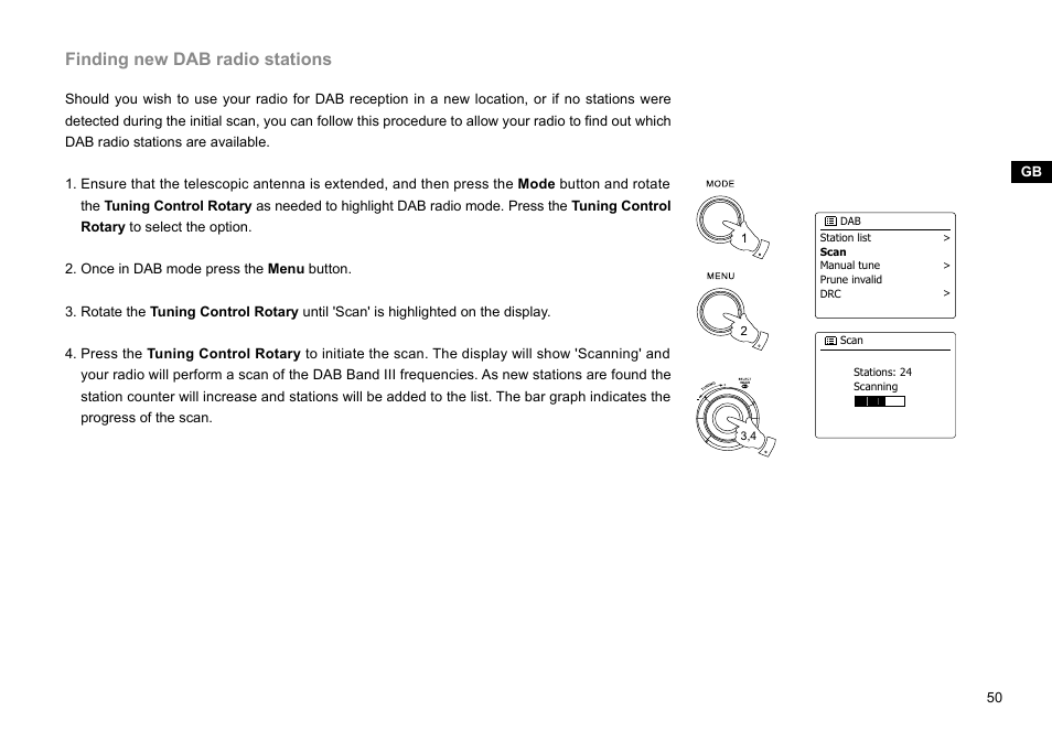 Finding new dab radio stations | Sangean WFR-29C (R1) User Manual | Page 51 / 91