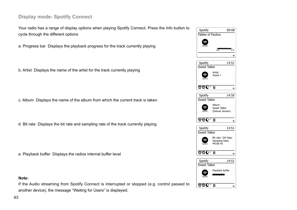 Display mode- spotify connect | Sangean WFR-29C (R1) User Manual | Page 64 / 91