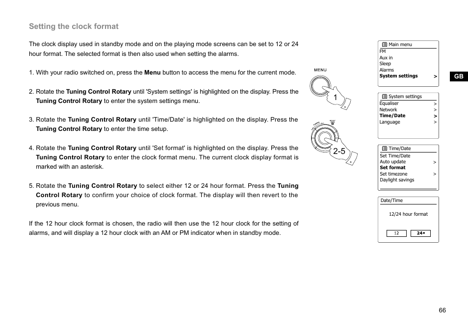 Setting the clock format | Sangean WFR-29C (R1) User Manual | Page 67 / 91