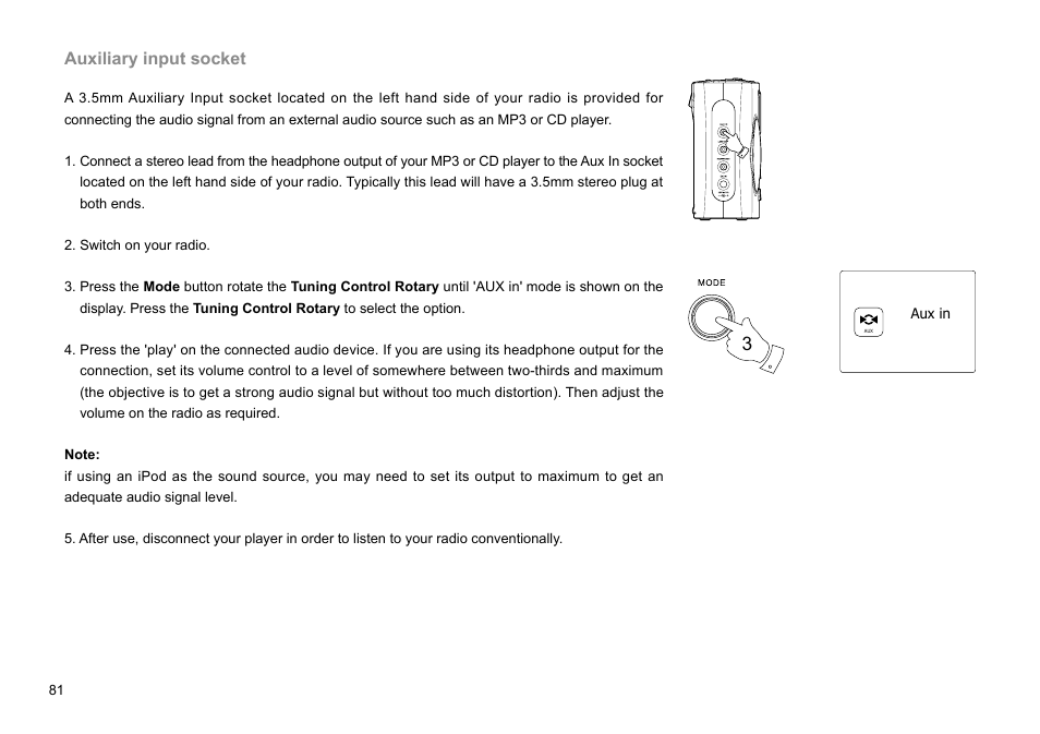 Auxiliary input socket | Sangean WFR-29C (R1) User Manual | Page 82 / 91