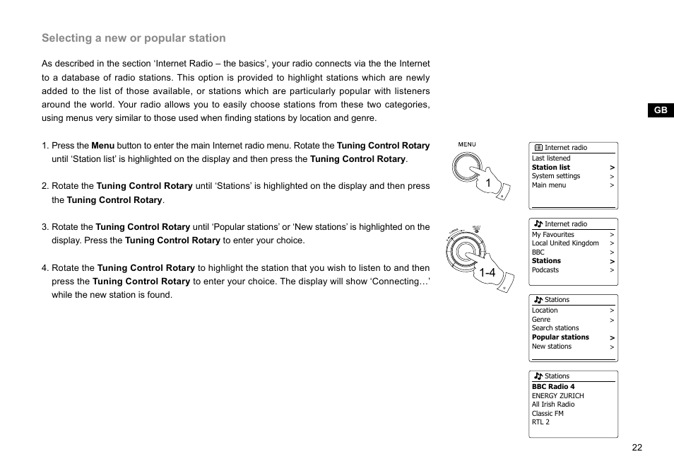 Selecting a new or popular station | Sangean WFR-28C (R2) User Manual | Page 23 / 91