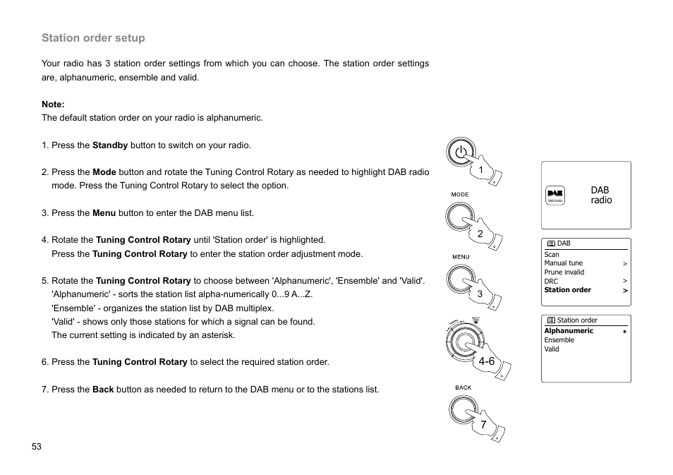 Station order setup | Sangean WFR-28C (R2) User Manual | Page 54 / 91